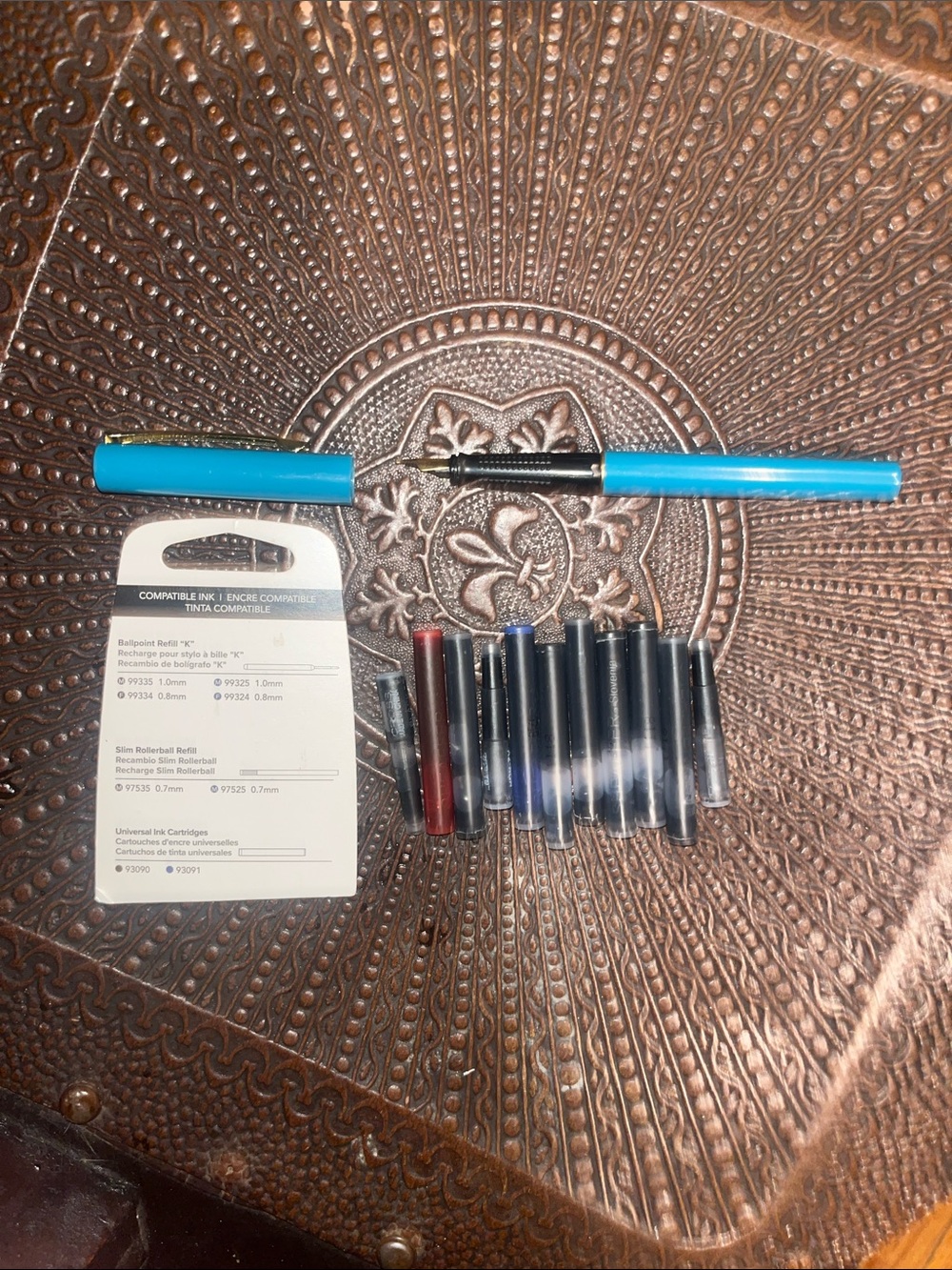 Blue Ink Pen with Multiple Replacement Refills